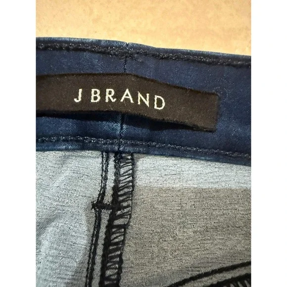 J Brand Ruby Electric Blue Coated High Rise Skinny Jeans Lace Hem Size 26 - Picture 3 of 7